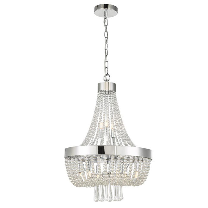 9-Light Crystal Effect Chandelier in Polished Chrome