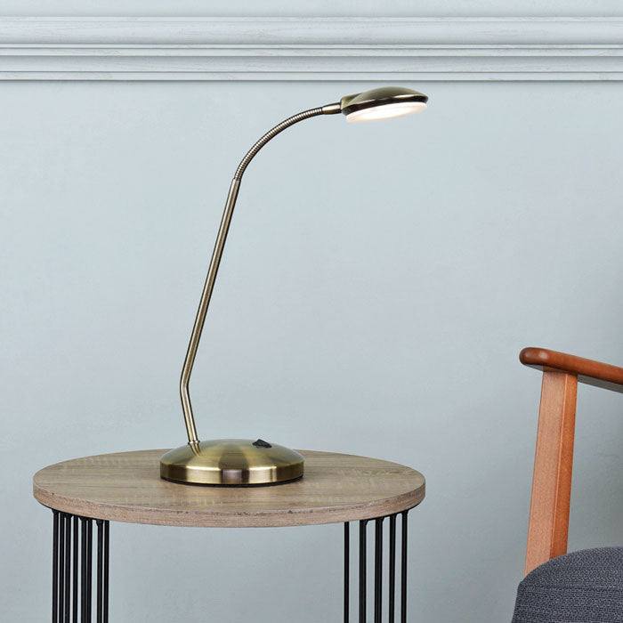 Sleek LED Task Lamp in Antique Brass