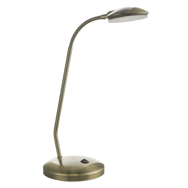 Sleek LED Task Lamp in Antique Brass