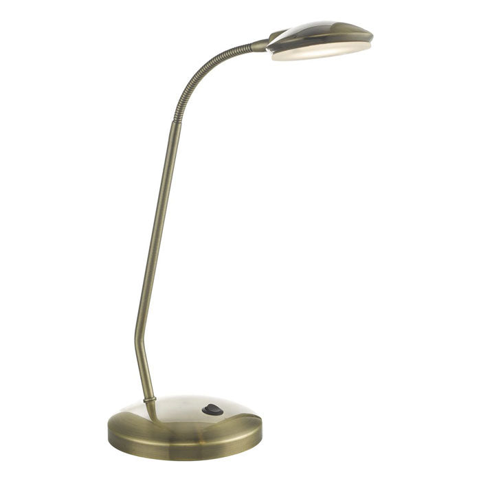 Sleek LED Task Lamp in Antique Brass
