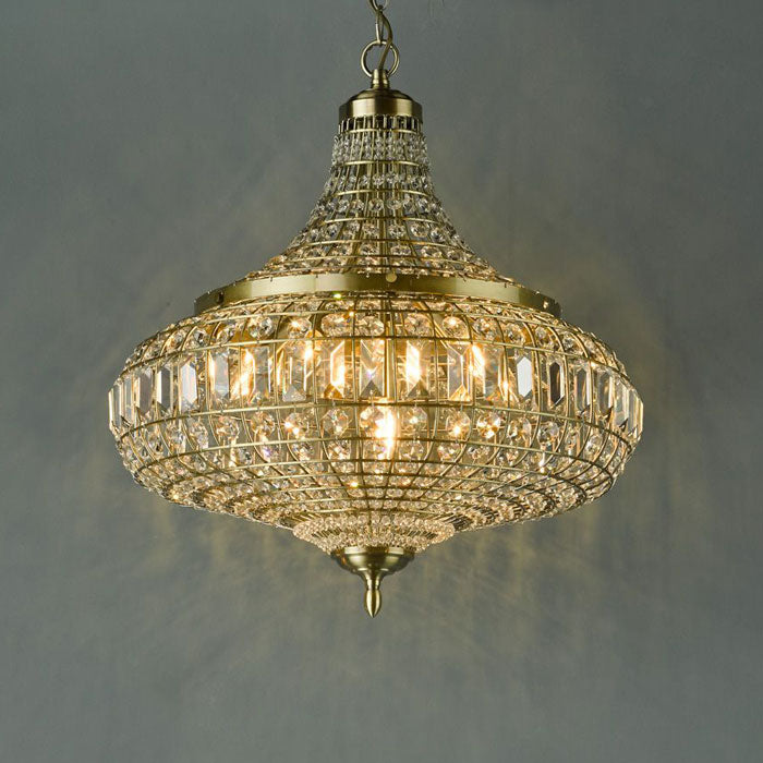 Moroccan Crystal Pendant 6-Light in Antique Brass