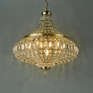 Moroccan Crystal Pendant 6-Light in Antique Brass