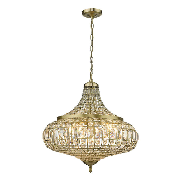 Moroccan Crystal Pendant 6-Light in Antique Brass