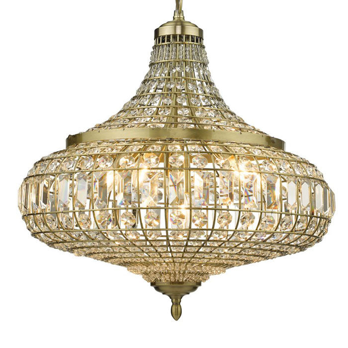 Moroccan Crystal Pendant 6-Light in Antique Brass