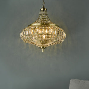 Moroccan Crystal Pendant 6-Light in Antique Brass