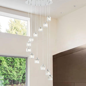 12-Light Extra Small Spiral Crystal Pendant