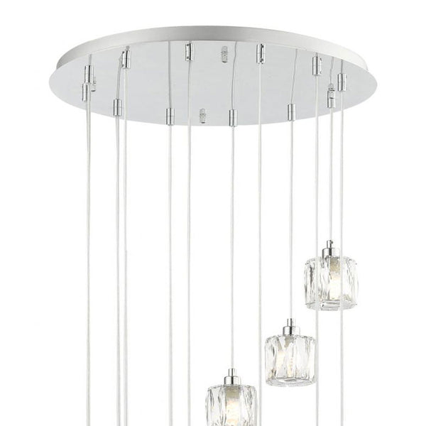 12-Light Extra Small Spiral Crystal Pendant