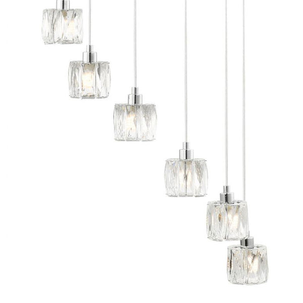 12-Light Extra Small Spiral Crystal Pendant