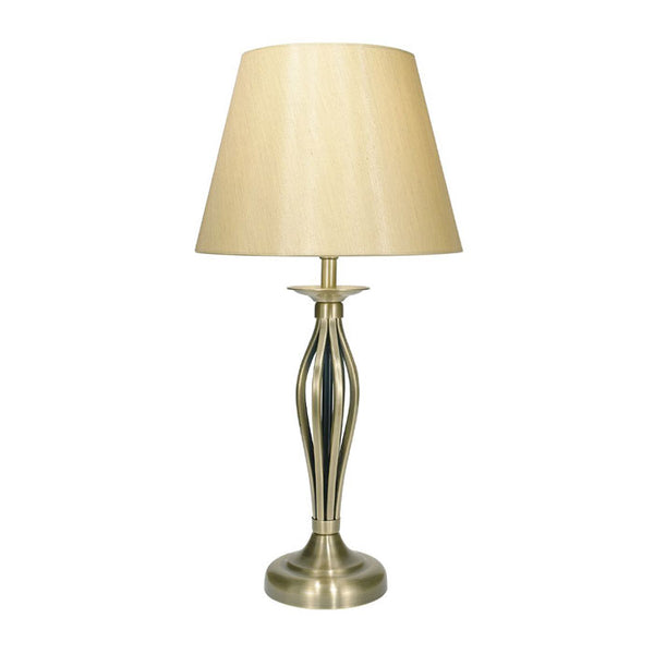 Traditional Antique Brass Table Lamp With Gold Shade
