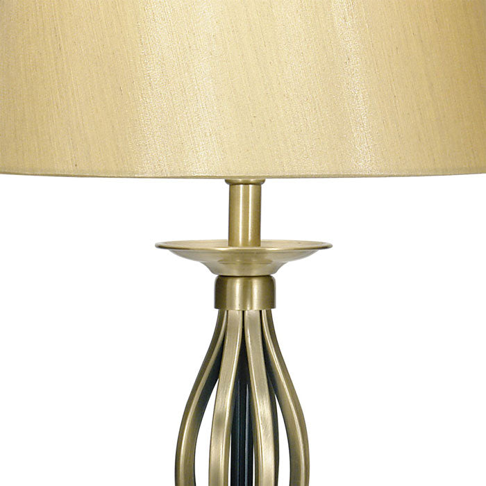 Traditional Antique Brass Table Lamp With Gold Shade