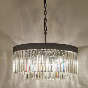 Two-Tier 6 Light Crystal Chandelier with Anthracite Black Frame