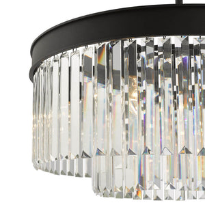 Two-Tier 6 Light Crystal Chandelier with Anthracite Black Frame