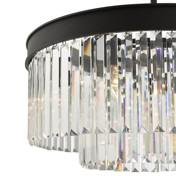 Two-Tier 6 Light Crystal Chandelier with Anthracite Black Frame