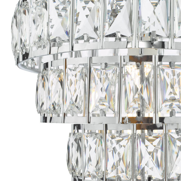 Polished Chrome Pendant Light with Layered Crystal Effect