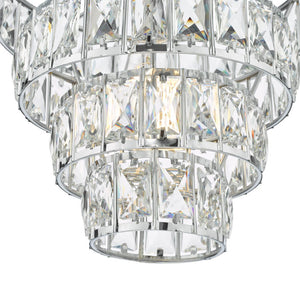 Polished Chrome Pendant Light with Layered Crystal Effect