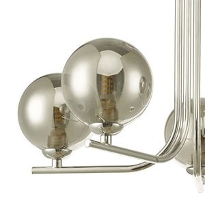 5-Light Polished Chrome Pendant with Smoked Glass