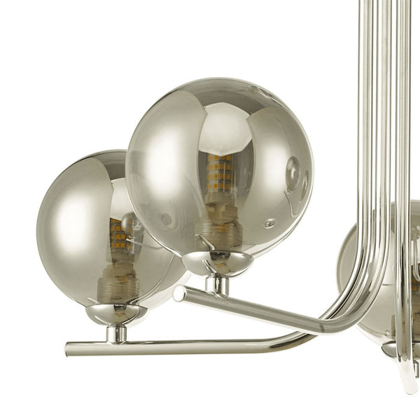 5-Light Polished Chrome Pendant with Smoked Glass