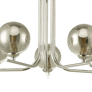 5-Light Polished Chrome Pendant with Smoked Glass