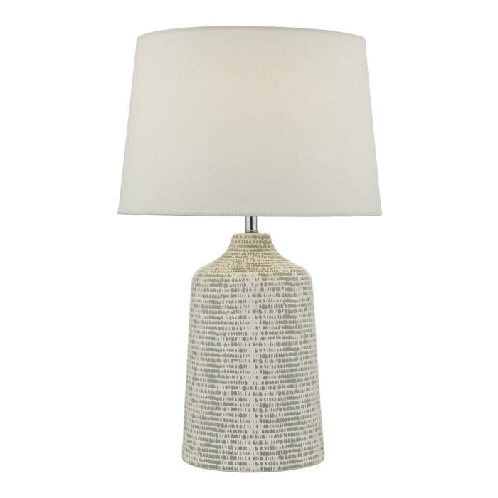 Grey and White Ceramic Table Lamp with Ivory Linen Shade