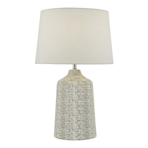Grey and White Ceramic Table Lamp with Ivory Linen Shade