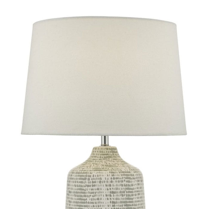Grey and White Ceramic Table Lamp with Ivory Linen Shade