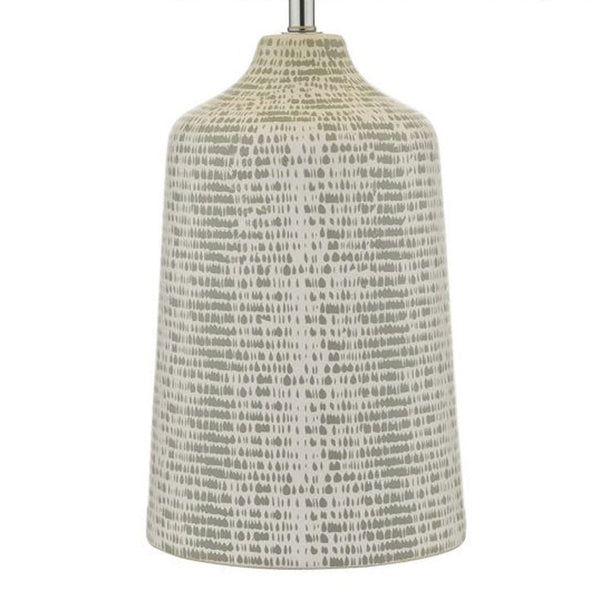 Grey and White Ceramic Table Lamp with Ivory Linen Shade