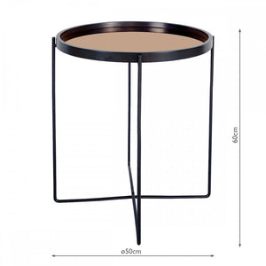 Small Black and Copper Side Table with Removable Circular Top