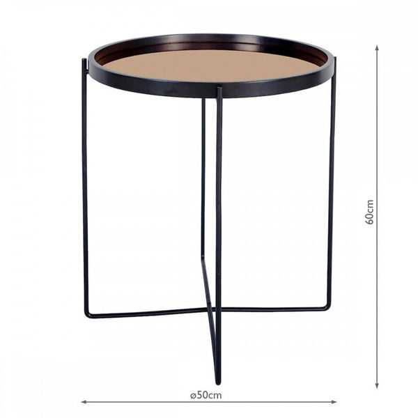 Small Black and Copper Side Table with Removable Circular Top