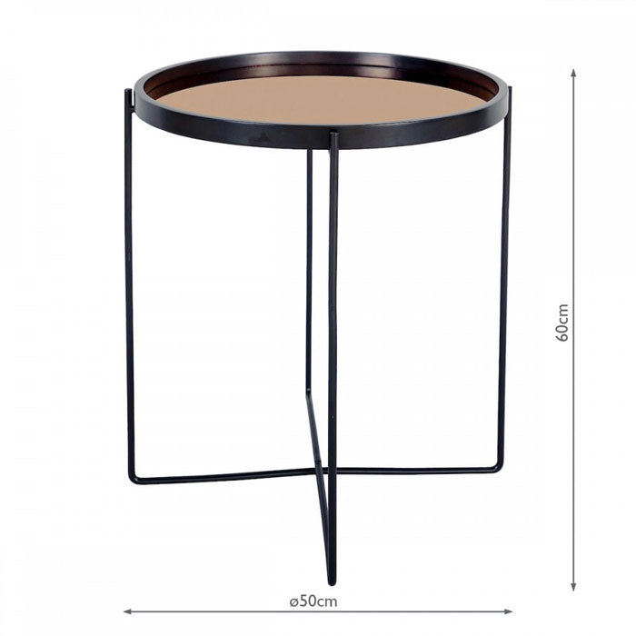 Small Black and Copper Side Table with Removable Circular Top