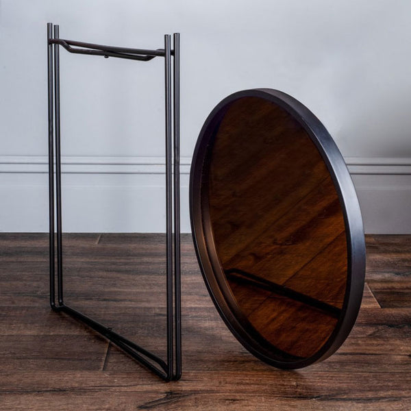 Small Black and Copper Side Table with Removable Circular Top