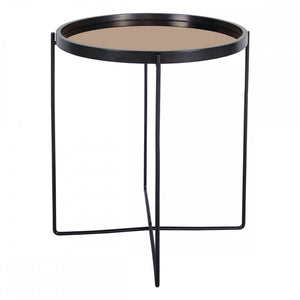 Small Black and Copper Side Table with Removable Circular Top