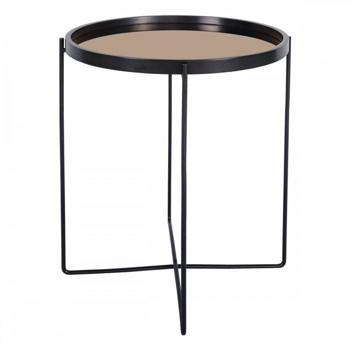 Small Black and Copper Side Table with Removable Circular Top