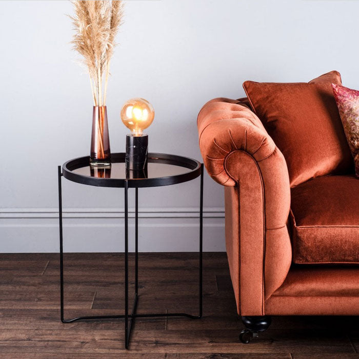Small Black and Copper Side Table with Removable Circular Top