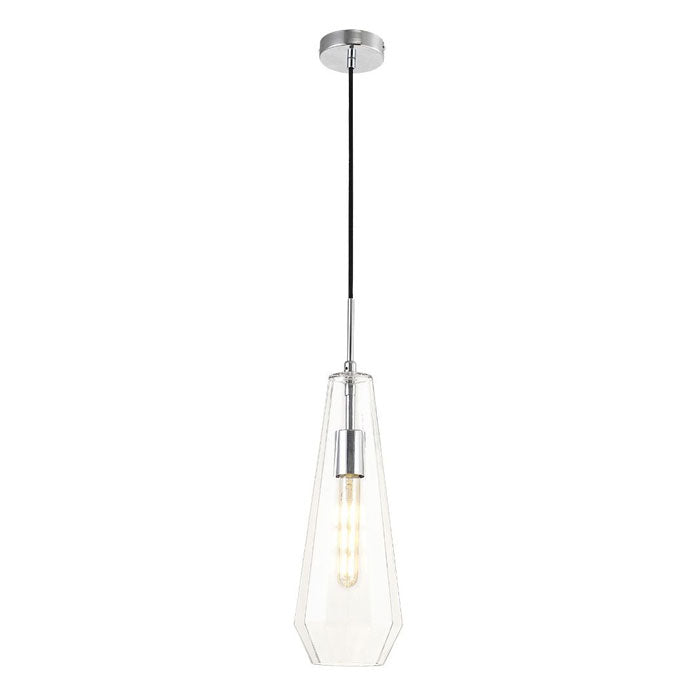 Markus Single Light Slim Cone Pendant in Polished Chrome Finish with Glass Shade