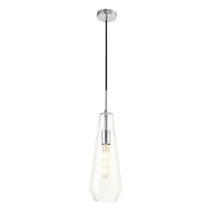 Markus Single Light Slim Cone Pendant in Polished Chrome Finish with Glass Shade