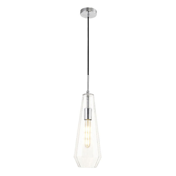 Markus Single Light Slim Cone Pendant in Polished Chrome Finish with Glass Shade