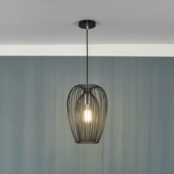 Single Scandinavian Style Black And Chrome Pendant