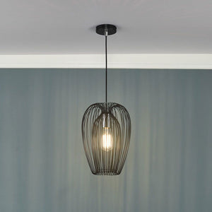 Single Scandinavian Style Black And Chrome Pendant