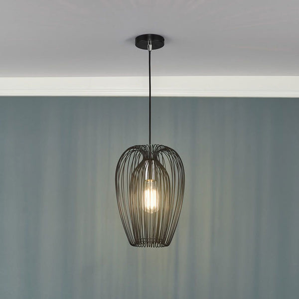 Single Scandinavian Style Black And Chrome Pendant