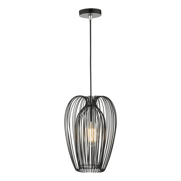 Single Scandinavian Style Black And Chrome Pendant