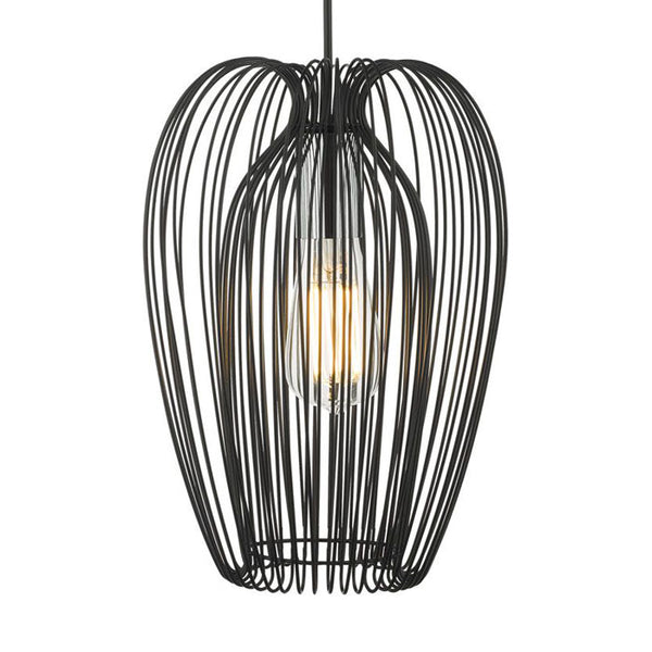 Single Scandinavian Style Black And Chrome Pendant