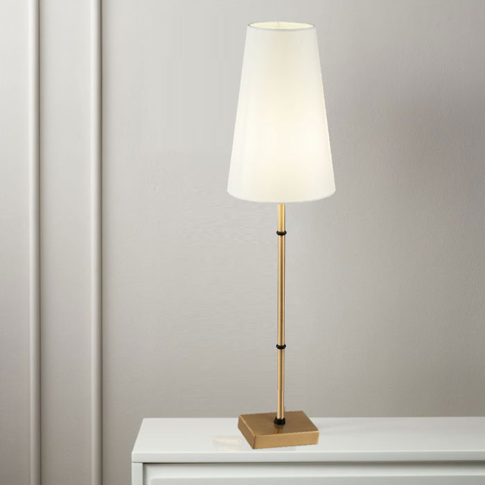Modern Brass Table Lamp with White Shade