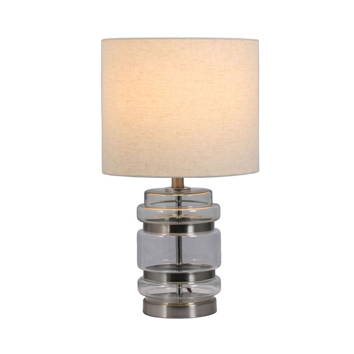 Hartley Satin Chrome Table Lamp with Shade