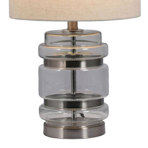 Hartley Satin Chrome Table Lamp with Shade