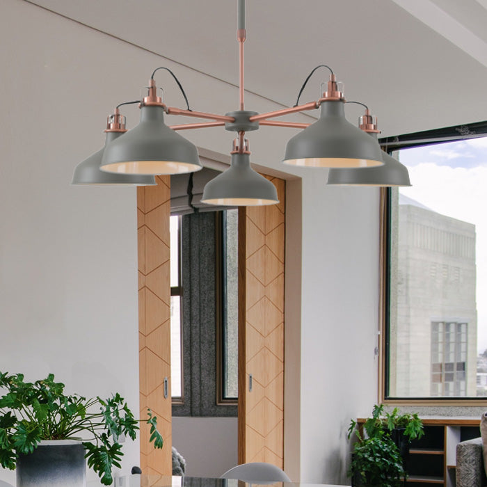 Apollo Telescopic 5-Light in Matt Grey with Copper Finish