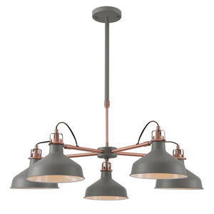 Apollo Telescopic 5-Light in Matt Grey with Copper Finish