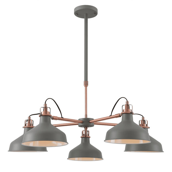 Apollo Telescopic 5-Light in Matt Grey with Copper Finish