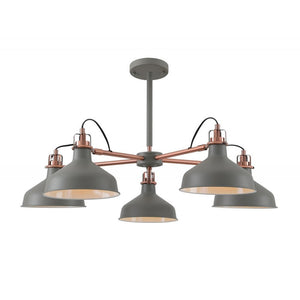 Apollo Telescopic 5-Light in Matt Grey with Copper Finish