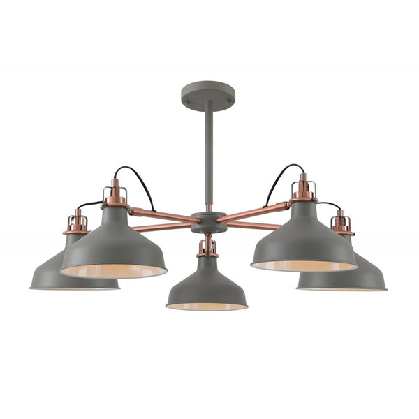 Apollo Telescopic 5-Light in Matt Grey with Copper Finish