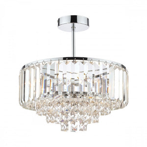 Laura Ashley Vienna 3-Light Semi Flush Crystal & Polished Chrome Ceiling Light LA3437217-Q